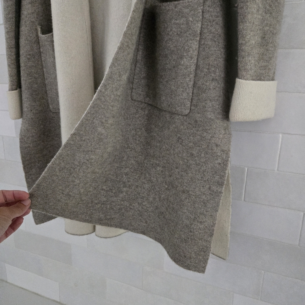 Max Studio Luxury Cashmere Double Face Open Front Long Cardigan Sweater Jacket M - Picture 2 of 8